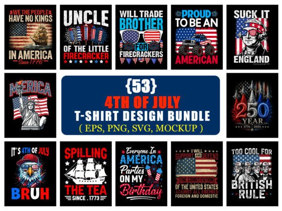 Celebrate Independence Day: A Premium 4th of July T-Shirt Design Bundle