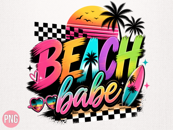 Colorful Retro Beach Babe Summer Design: Your New Go-To for Vibrant Projects