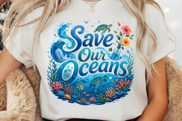 Make Waves with the Save Our Oceans T Shirt Design PNG
