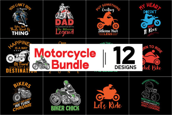 Motorcycle Bundle: Bold T-Shirt Designs for Bikers