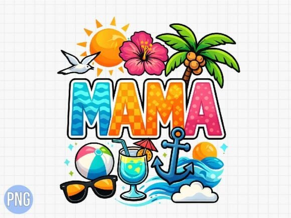 Retro Summer Mama Beach Design PNG: Your Go-To Graphic for Sunny Projects