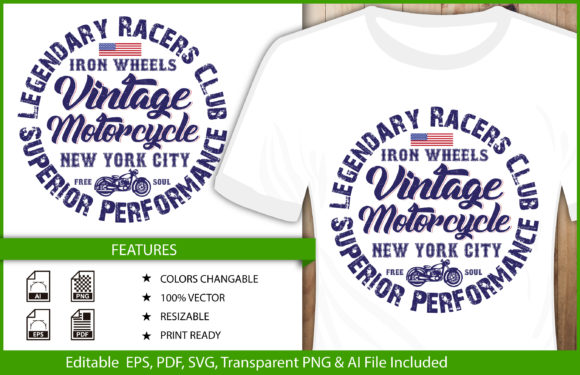 Rev Your Engines: Vintage Motorcycle NYC T-Shirt Design